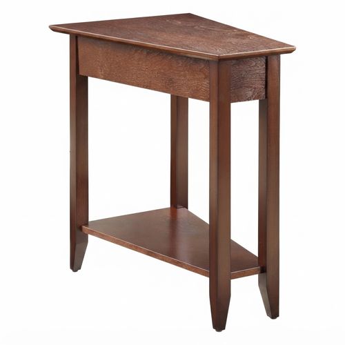 Wedge End Table with Shelf in Espresso