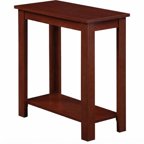 Mahogany Chairside End Table with Storage Shelf