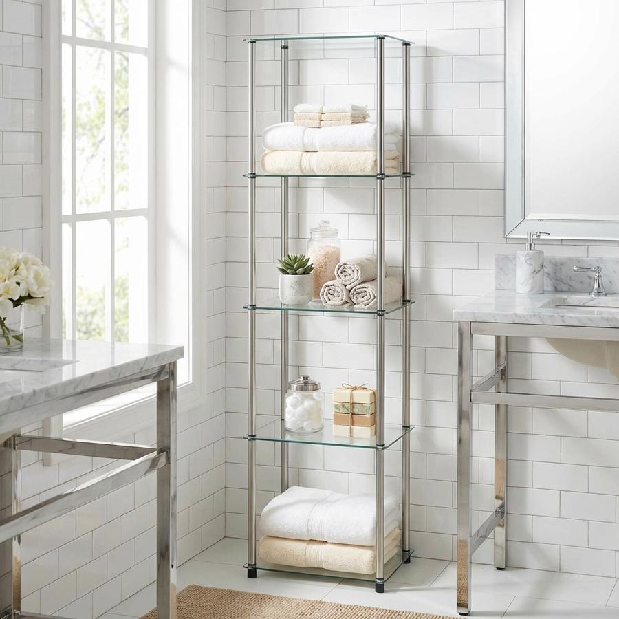 Glass 5 Tier Tower in a modern bathroom